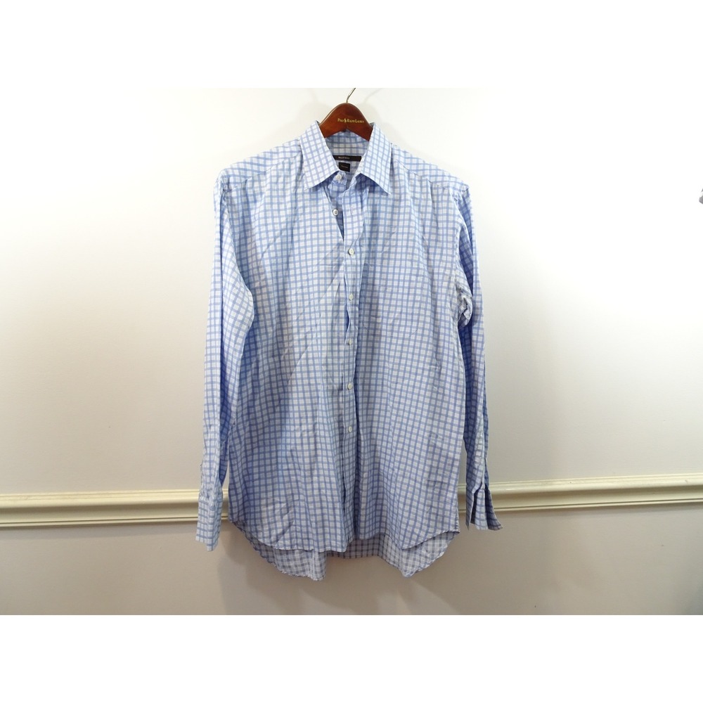 Billy Reid Tuscumbia Shirt Mens XXL Blue White Gingham Check Made in Italy L/S